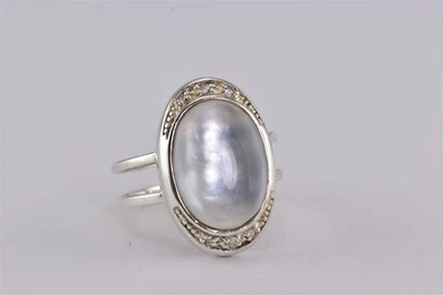 Sterling Silver 25mm Removable Mother of Pearl Statement Band Ring 13g 925 Sz: 8 - Image 1 of 4