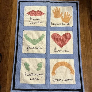 Handmade Quilt Wall Hanging School Teacher Classroom 32”x45” Kindness Love - Picture 1 of 13