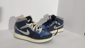 Men's Sz 5.5y Nike Air Jordan 1 Mid SE Craft Obsidian/French Navy Blue Pre-Owned - Picture 1 of 6