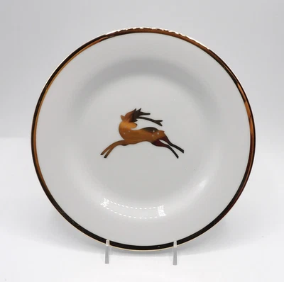 Lote de 2 platos de ensalada de postre Pottery Barn Gold Reindeer Foto 1 de 4