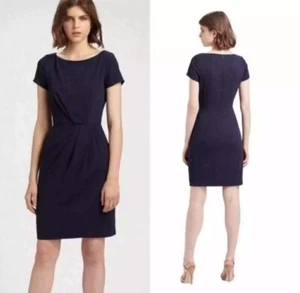 Theory Black Balbina Drapey Wool Blend Dress Classic Little Black Dress Size 4  - Picture 1 of 12