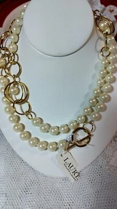 Ralph Lauren Faux Pearl Goldtone Ring Necklace - Picture 1 of 5