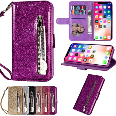 Case For iPhone16 15 14 13 12 11 Pro Xs Max Xr 8 Cover Flip Wallet Leather Bling - Image 1 of 4