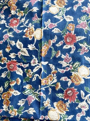 Vintage Ralph Lauren Jardin Blue Floral Twin Flat Sheet Cotton Made In USA NWOT - Image 1 of 4