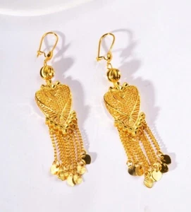24K Gold-Plated Earrings Dubai Jewelry African Habesha Indian Wedding - Picture 1 of 6