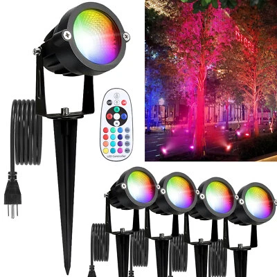 Paquete de 4 focos RGB para exteriores LED césped luces de inundación estaca 6W luces que cambian de color Foto 1 de 4