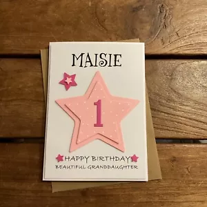 Handmade 1st birthday personalised card-daughter,granddaughter,Goddaughter,niece - Picture 1 of 4
