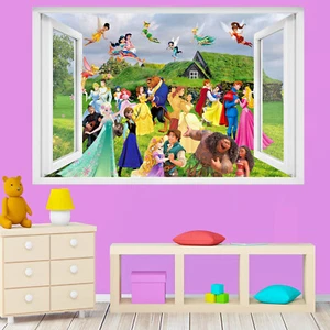 Princesses Prince Fairy Wall Art Sticker Mural Poster Elsa Snow White Bella QN5 - Picture 1 of 3