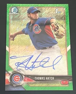 2018 Bowman Chrome Prospect Green Shimmer Refractor /99 Tom Hatch Thomas Auto - Picture 1 of 2