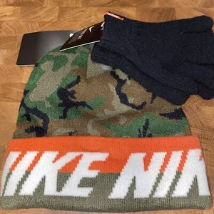 Nike 2-Piece Repeat Stripe And Camo Hat & Gloves Set Youth One Size - Picture 1 of 4