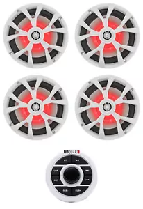MB QUART GMR-1.5W Marine Receiver w/Bluetooth/USB/Aux+(4) Rockville 8" Speakers - Picture 1 of 12