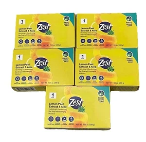 5 Bars Zest Lemon Peel Extract & Aloe Hydrating & Deodorizing Bar Soap 7.05oz - Picture 1 of 5