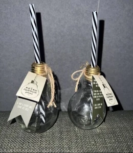 Set Of 2 RETRO Glass Light Bulb Shaped Novelty Drinking Glasses Party Novelty - Picture 1 of 7