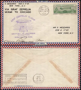 SAVOYSTAMPS - USA Cover - Graf Zeppelin FDC 1933 - C18 - Miami Oct 6th, 1933 - Picture 1 of 1