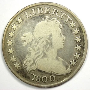1800 Draped Bust Silver Dollar $1 Coin - VG / Fine Details - Rare Coin! - Picture 1 of 3