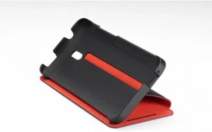 HTC One Mini M4 HC V 851 Double DIP Flip Black Red Case - Picture 1 of 3