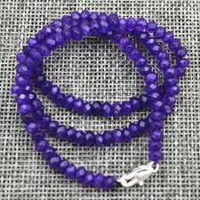 2x4mm Faceted Brazilian Amethyst Handmade GEMSTONE Necklace 18 "silver Clasp