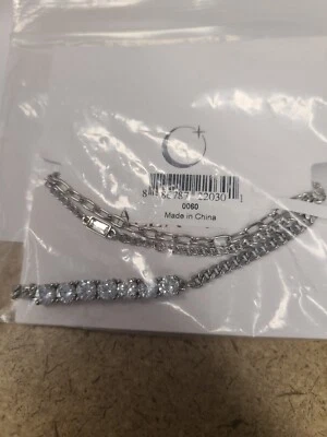 Pulsera Alex & Ani en Capas Bolo Stack Circonita cúbica Tenis/Clip Multicadena Nueva con Etiquetas Deslizable Foto 1 de 2