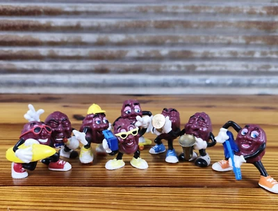 Lote de 8 bonecos antigos de passas da Califórnia 1988 aplausos brinquedos em miniatura - Imagem 1 de 4