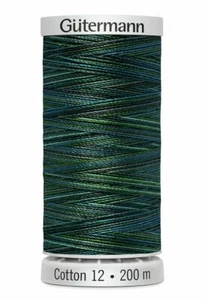 Gutermann Cotton 12, Colour 4021, VARIEGATED BLUE GREENS, 200m Spool - Picture 1 of 1