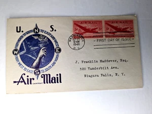 1946 FDC US Scott C32 Cachetcraft Staehle Air Mail DC-4 Skymaster, Washington DC - Picture 1 of 2