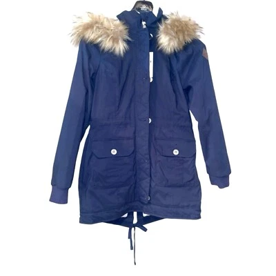 PARKA HOLLISTER Heritage elástica forrada de sherpa para mujer talla M azul marino piel sintética Foto 1 de 4