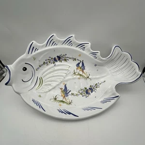 Robert Picault 20”L Fish Platter Earthenware Handpainted & Signed “RP Moustiers” - Picture 1 of 19