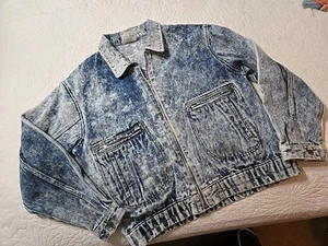 Vintage Acid Wash Denim Mantel Jeansjacke 80er Style Bomber Retro Gr. M Urban Equip - Bild 1 von 9