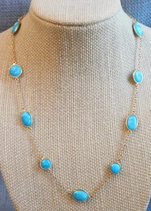 Vintage Sterling Silver & Turquoise Necklace Signed GS China #047-S - Picture 1 of 5