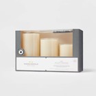 Threshold 3-Pack LED Pillar Candles Cream Paraffin Wax Indoor/Outdoor AA