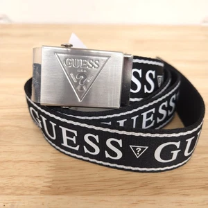 GUESS Belt Iconic Question Mark Logo Black Spell Out Mens - Picture 1 of 5