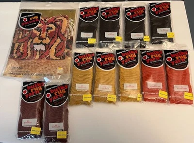 Vintage Red Heart Coats & Clark LION Latch Hook Rug Pattern Canvas & Yarn - Image 1 of 4