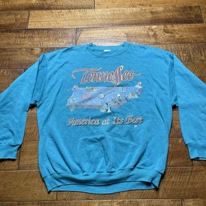 Vintage 90s Tultex Sweatshirt XL Green  Tennessee America At It’s Best USA - Picture 1 of 9