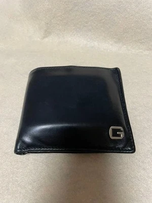 GUCCI VINTAGE METAL INICIAL G EMBLEMA CUERO CARTERA DOBLE MONEDA ITALIA NEGRO USADO Foto 1 de 4