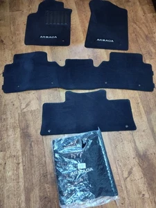 2017 - 2024 Nissan ARMADA Front 2nd 3rd Cargo Carpet Mats BLACK OEM GENUINE - Picture 1 of 11