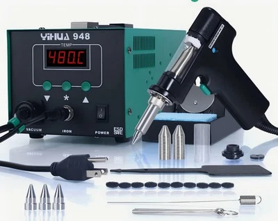 Kit de estación de retrabajo de desoldadura digital de 90 W herramienta de pistola de succión de hierro para soldar Foto 1 de 4