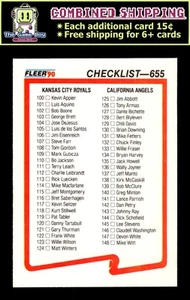 1990 Fleer #655 Checklist: Royals / Angels / Padres / Orioles - Picture 1 of 2