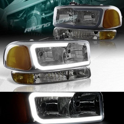 FARO LED DRL HUMO + PARACHOQUES CON REFLECTOR ÁMBAR AJUSTE 00-06 GMC YUKON XL1500/2500 Foto 1 de 4