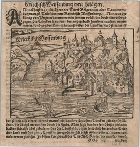 1572 BELGRADE MAP from SEBASTIAN MUNSTER COSMOGRAPHIA antique SIEGE by TURKS - Picture 1 of 2