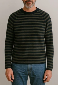 Vince Pullover Wolle Kaschmir grau grün gestreift Herren - Bild 1 von 8