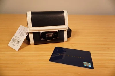 Cartera Ralph Lauren Collection Petite Bisagra Piel de becerro OS Negro Blanco Foto 1 de 4