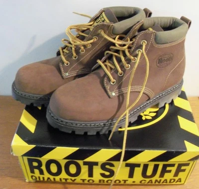 Botas de trabajo al tobillo Roots Tuff cuero marrón 9,5 D nuevas en caja suela Foto 1 de 4