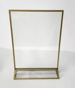 Acrylic Wedding Table Numbers Picture Frames, Clear Sign Holders Gold Trim - Picture 1 of 6
