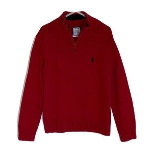Izod Boys Red High Neck 1/4 Zip 100% Cotton Rib Knit LS Cozy Sweater Sz 4/5 - Picture 1 of 10