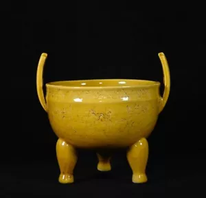 Collectable Beautiful Chinese Hand Yellow Glaze Porcelain Dragon Censer - Picture 1 of 9