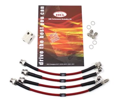 Mangueras de freno trenzadas traseras Hel Honda Civic FN2 tipo R 2006-2011 - rojas Foto 1 de 4