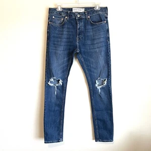 Topman Stretch Skinny Distressed Jeans Ripped Medium Wash 32x32 NWOT - Picture 1 of 8