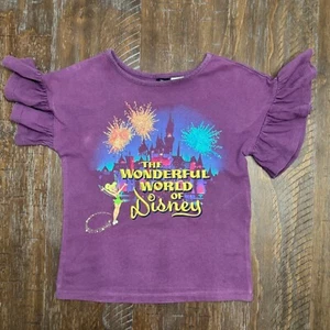 Disney 100 Wonderful World Ruffle Sleeve Top shirt Graphic Size 7/8 tinkerbell - Picture 1 of 7