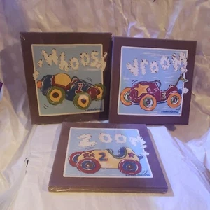 3-pc Canvas Art Wall Decor Cars for Baby Boy Room by Kimberly Grant - Picture 1 of 4