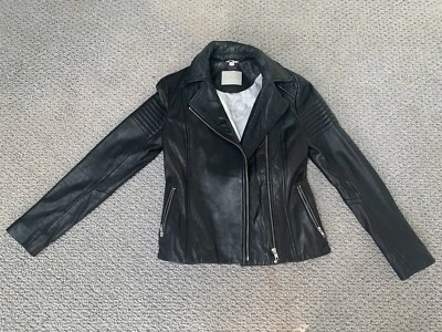 Chaqueta de Motocicleta SOIA & KYO Cuero Acolchada Cuello Lana Talla XS - Sin Capucha Foto 1 de 4